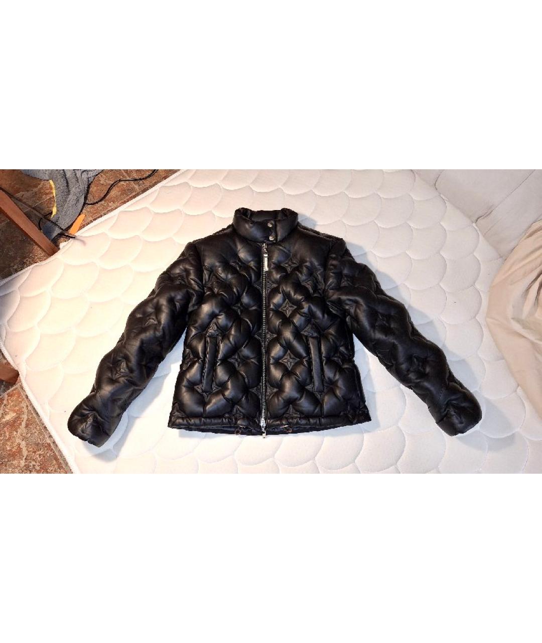 LOUIS VUITTON Черный кожаный пуховик, фото 2