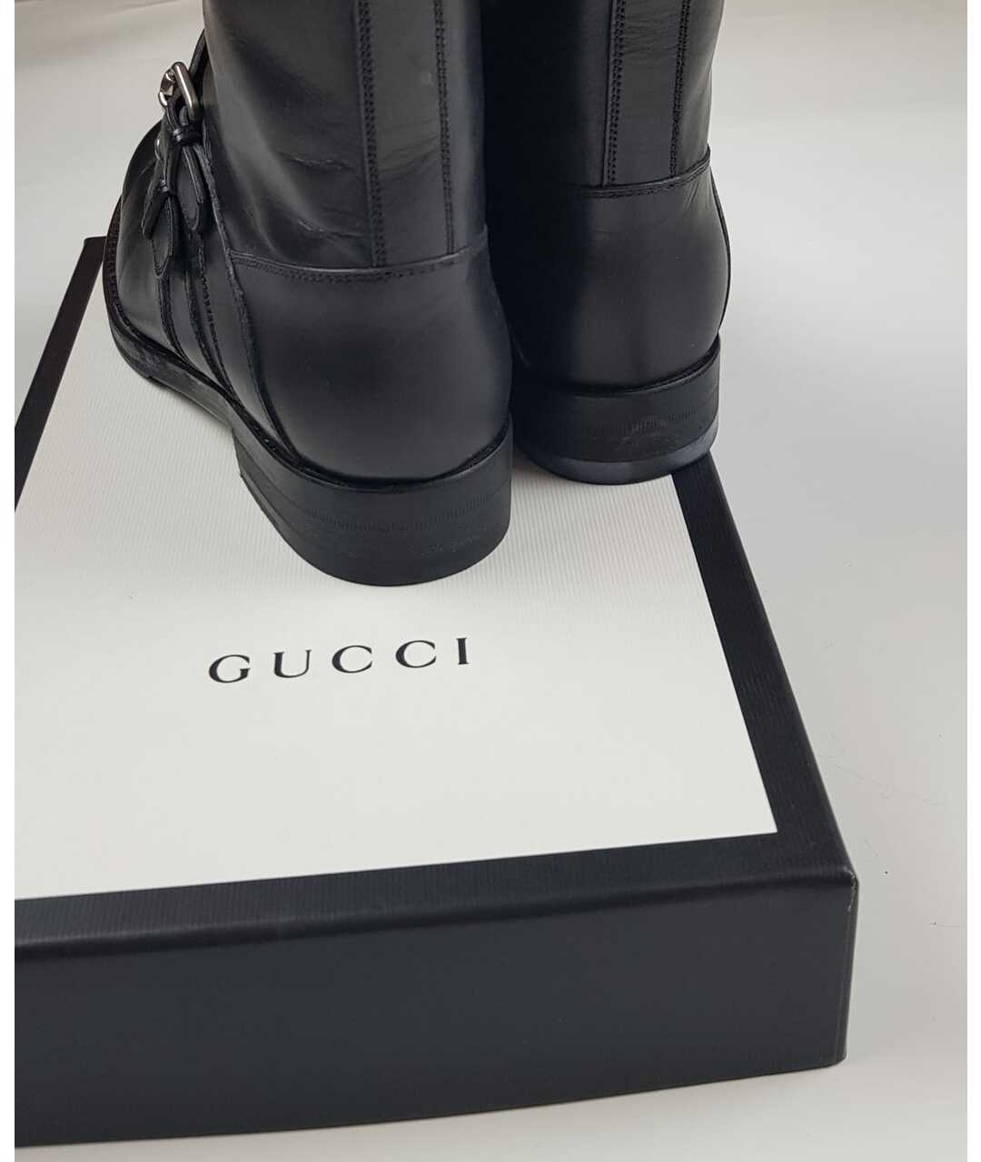 GUCCI Черные кожаные полусапоги, фото 4