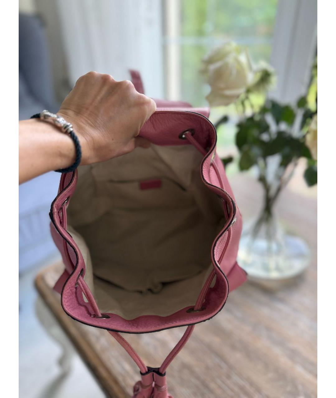 GUCCI Розовый кожаный рюкзак, фото 4