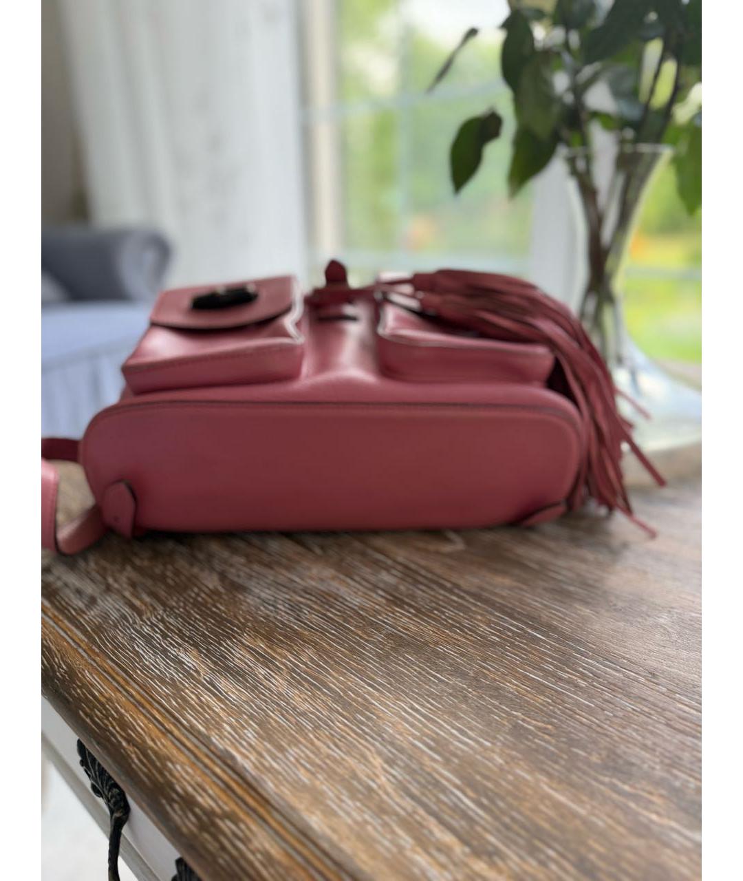 GUCCI Розовый кожаный рюкзак, фото 6
