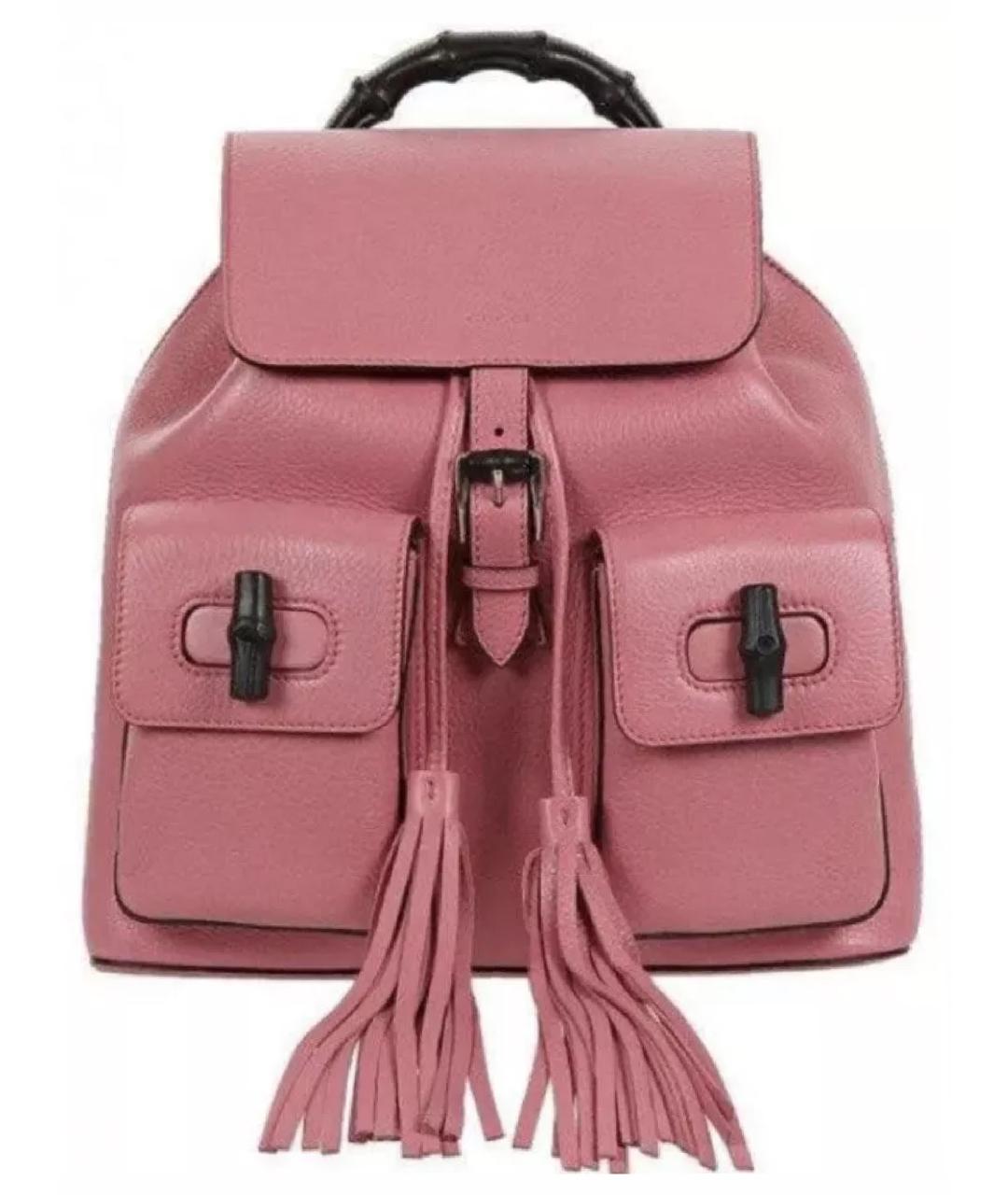 GUCCI Розовый кожаный рюкзак, фото 1