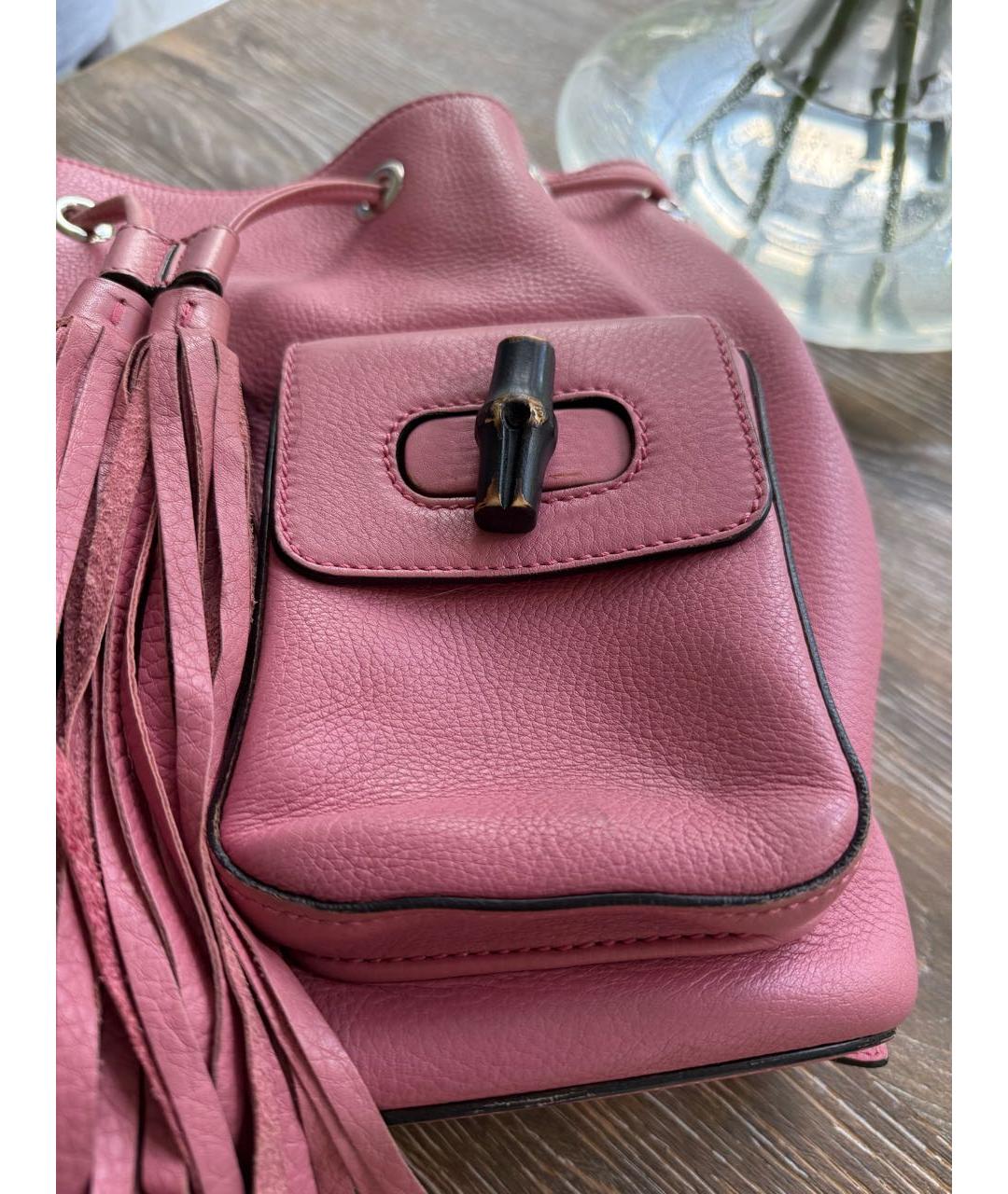 GUCCI Розовый кожаный рюкзак, фото 5
