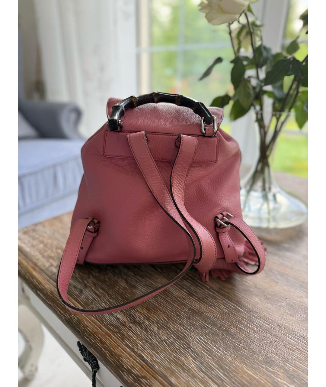 GUCCI Розовый кожаный рюкзак, фото 3
