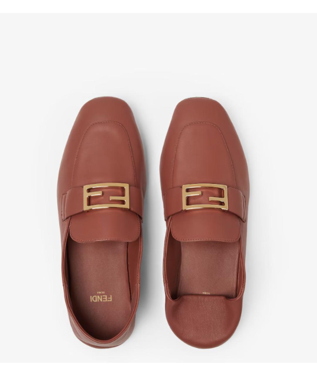 FENDI Коричневые кожаные мокасины, фото 2