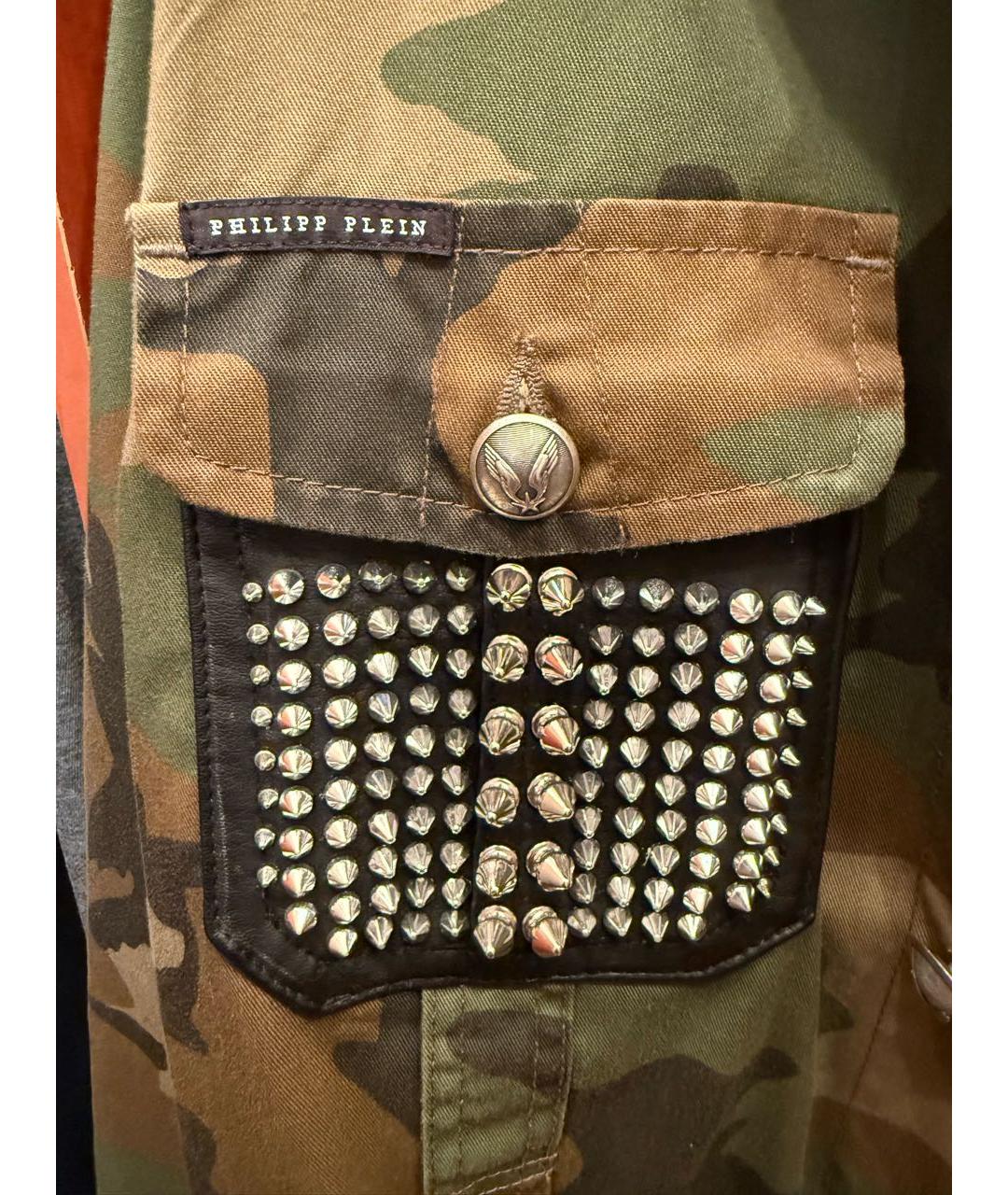 PHILIPP PLEIN Хаки полиэстеровая куртка, фото 4