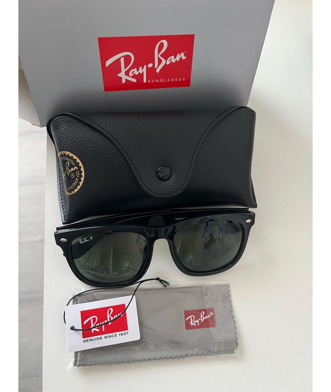 RAY BAN Черные пластиковые солнцезащитные очки, фото 7