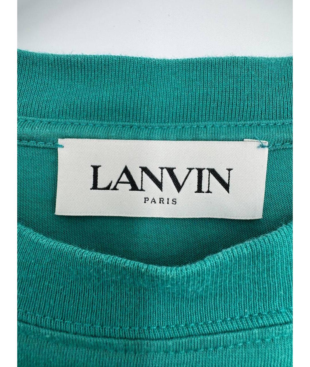LANVIN Зеленая хлопковая футболка, фото 4