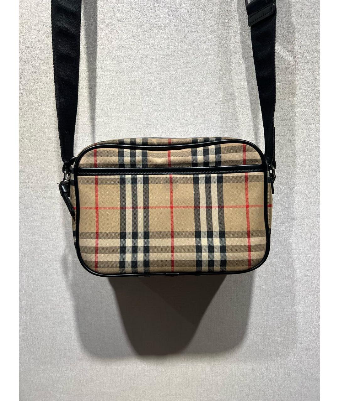BURBERRY Бежевая тканевая сумка на плечо, фото 2