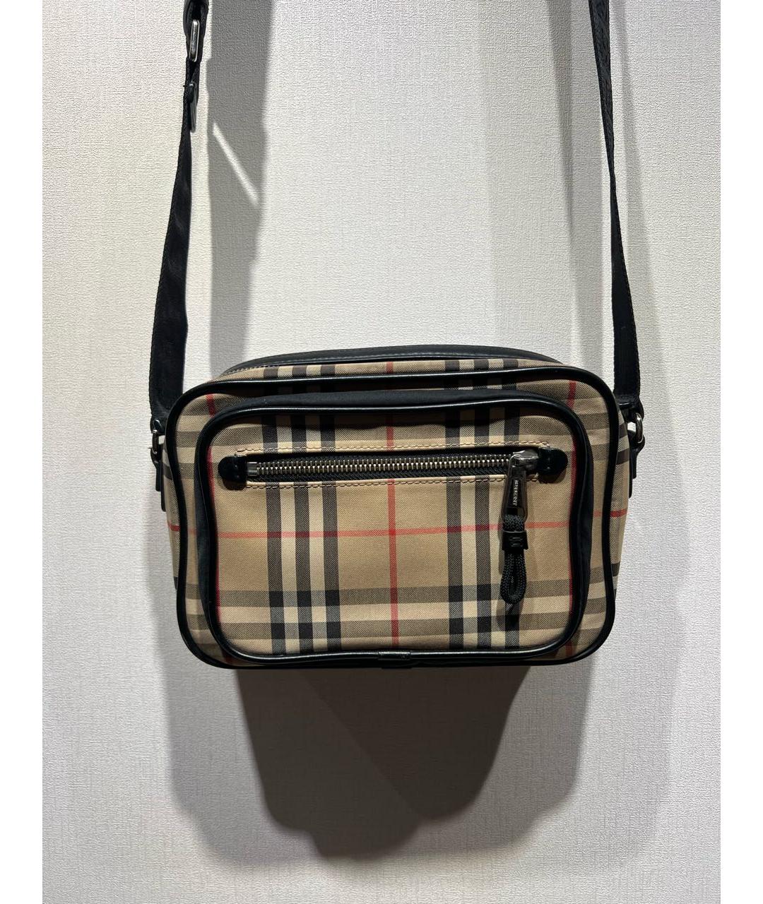 BURBERRY Бежевая тканевая сумка на плечо, фото 5