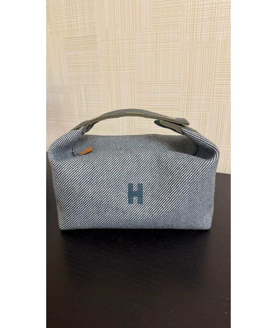 HERMES Синяя тканевая косметичка, фото 8
