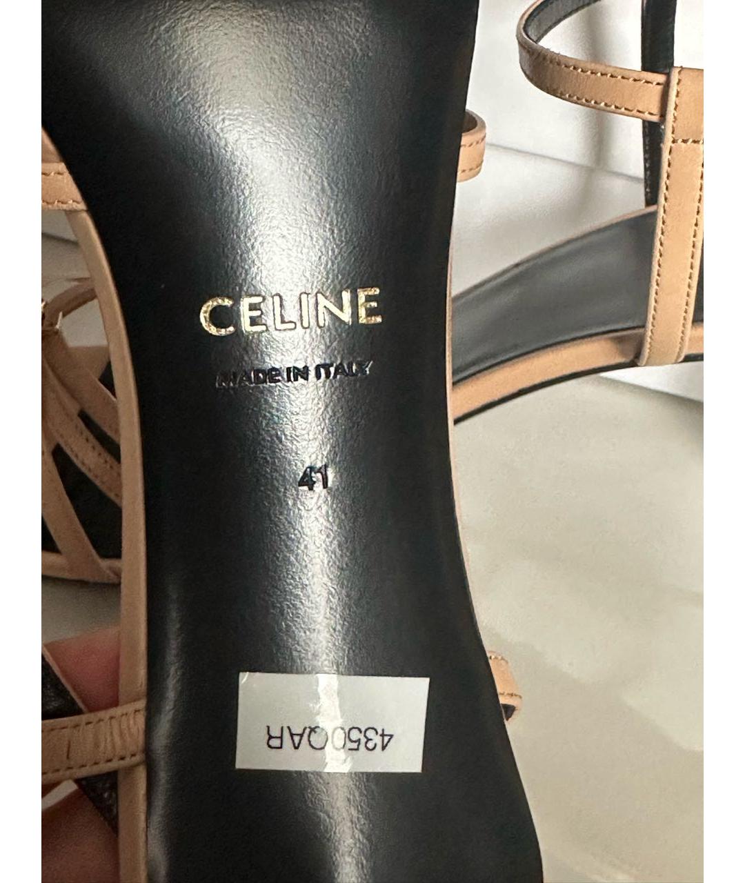 CELINE Бежевые кожаные босоножки, фото 7