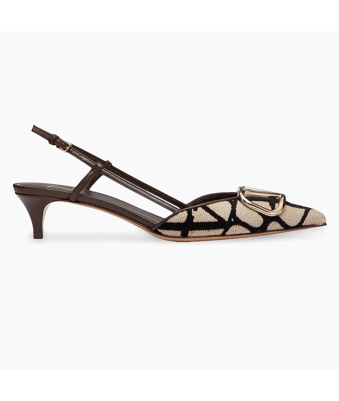 VALENTINO Бежевые кожаные лодочки на низком каблуке, фото 8