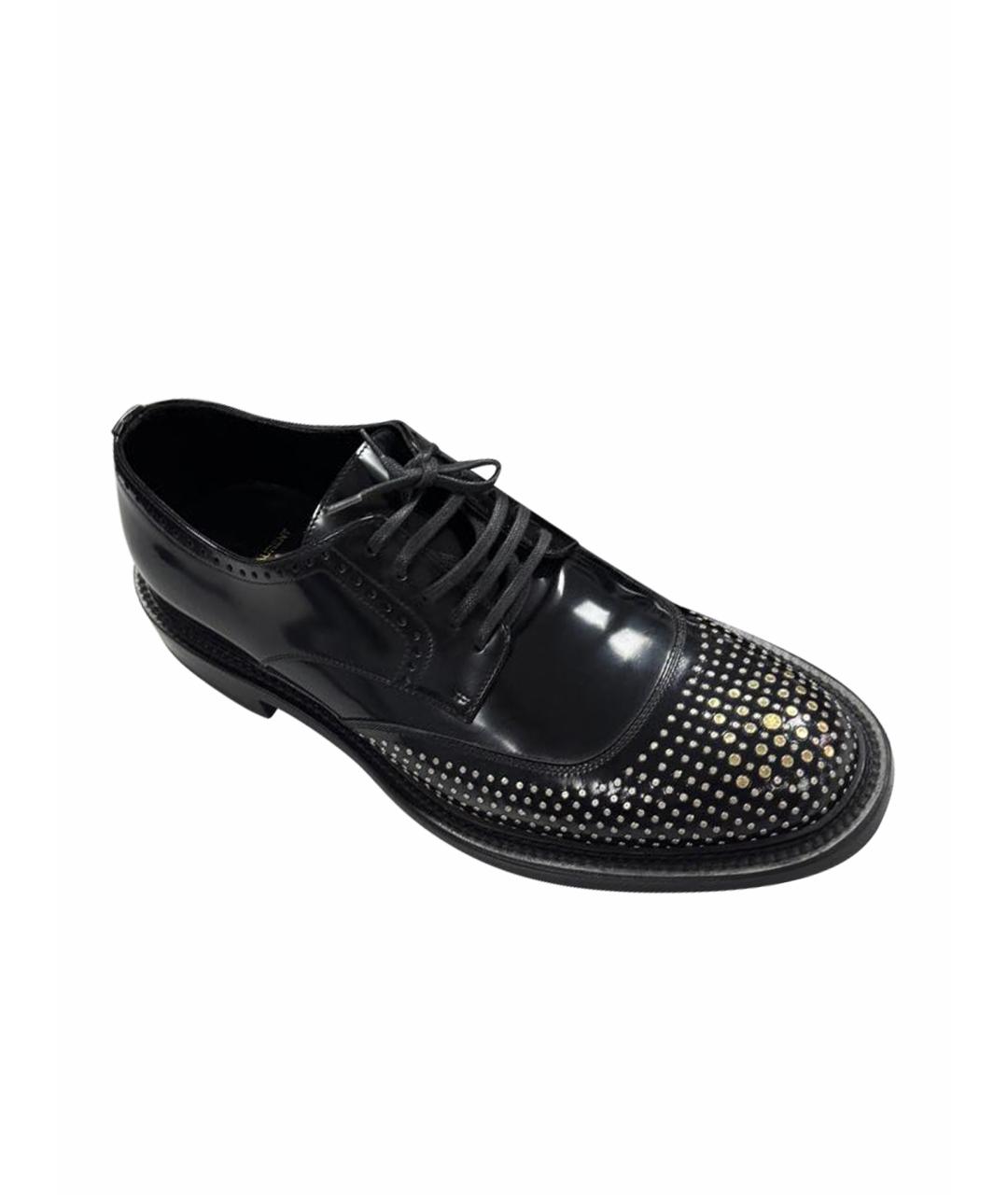 SAINT LAURENT Черные низкие ботинки из лакированной кожи, фото 1