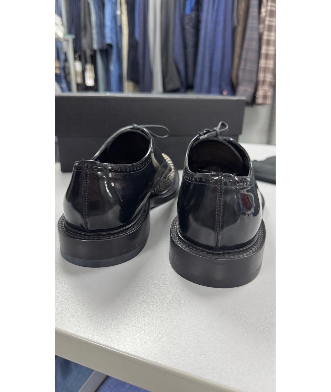 SAINT LAURENT Черные низкие ботинки из лакированной кожи, фото 5