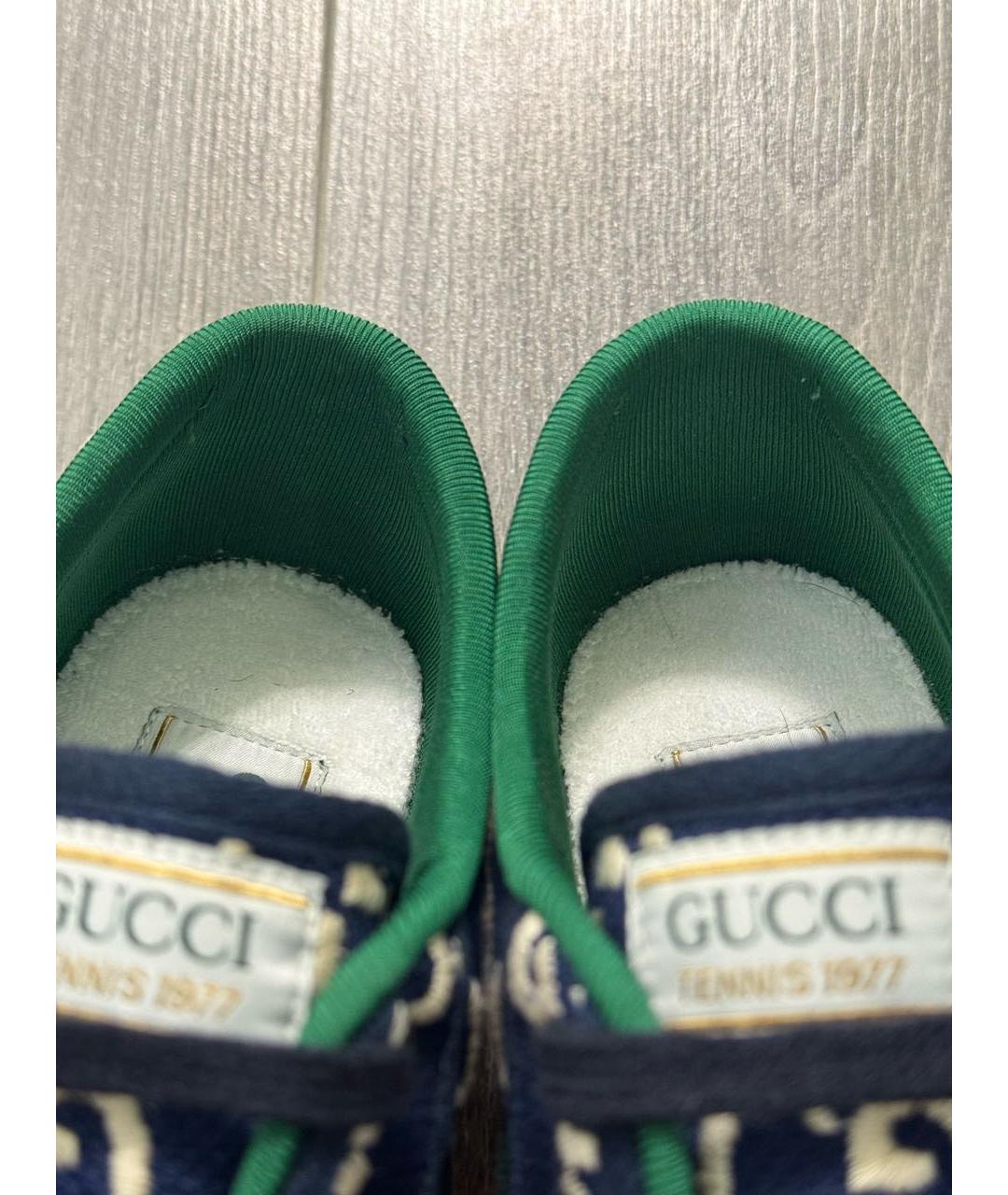 GUCCI Темно-синие текстильные кеды, фото 6