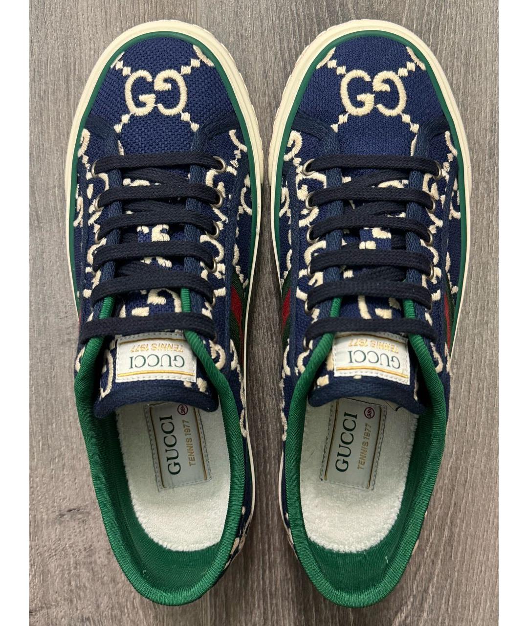 GUCCI Темно-синие текстильные кеды, фото 3