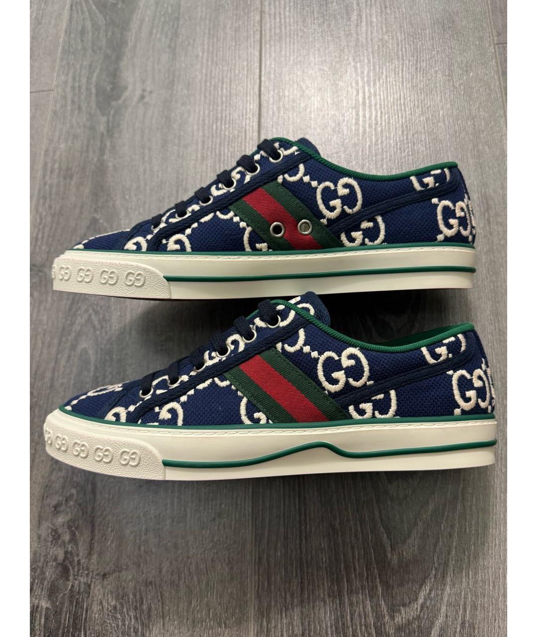 GUCCI Темно-синие текстильные кеды, фото 9