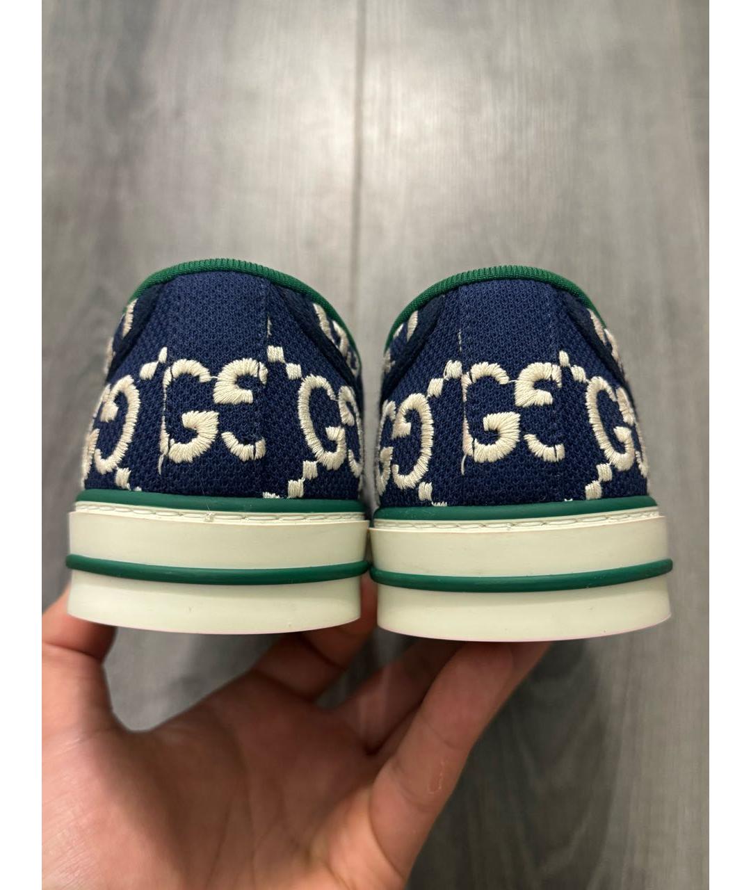 GUCCI Темно-синие текстильные кеды, фото 4