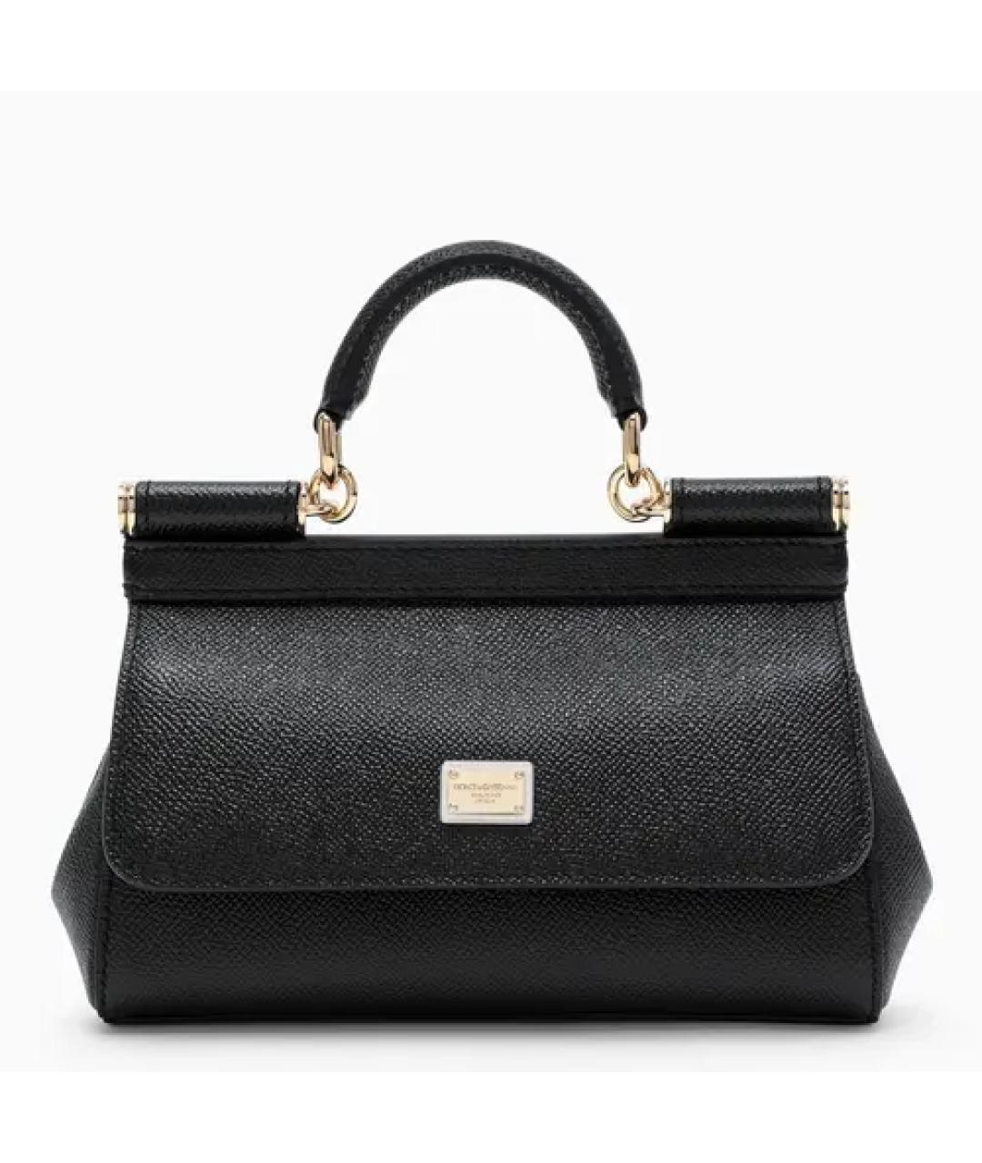 DOLCE&GABBANA Черная кожаная сумка с короткими ручками, фото 8