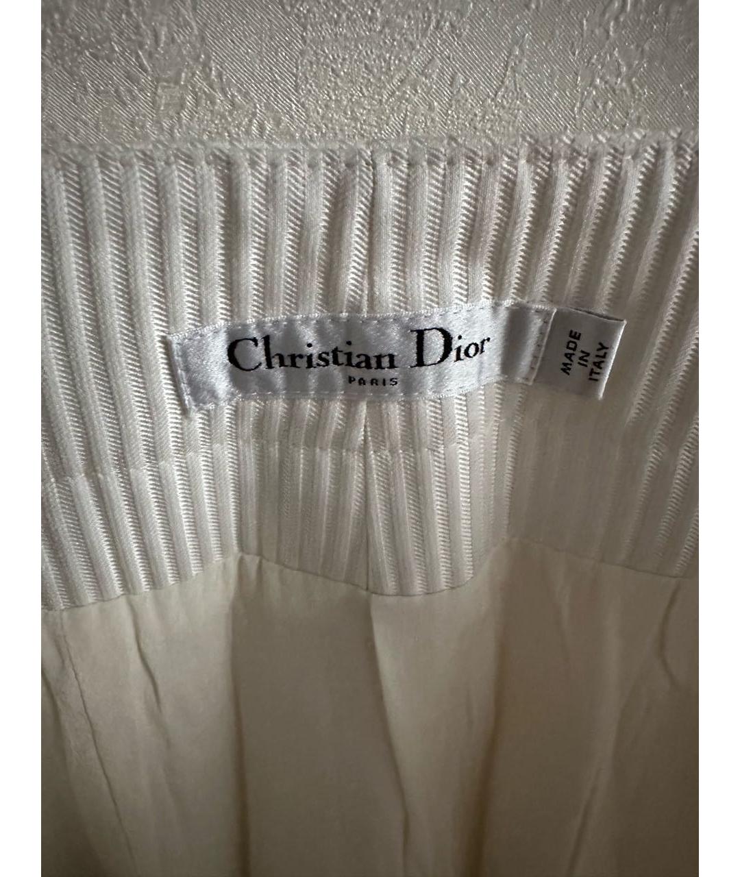 CHRISTIAN DIOR Белые шелковые брюки широкие, фото 4