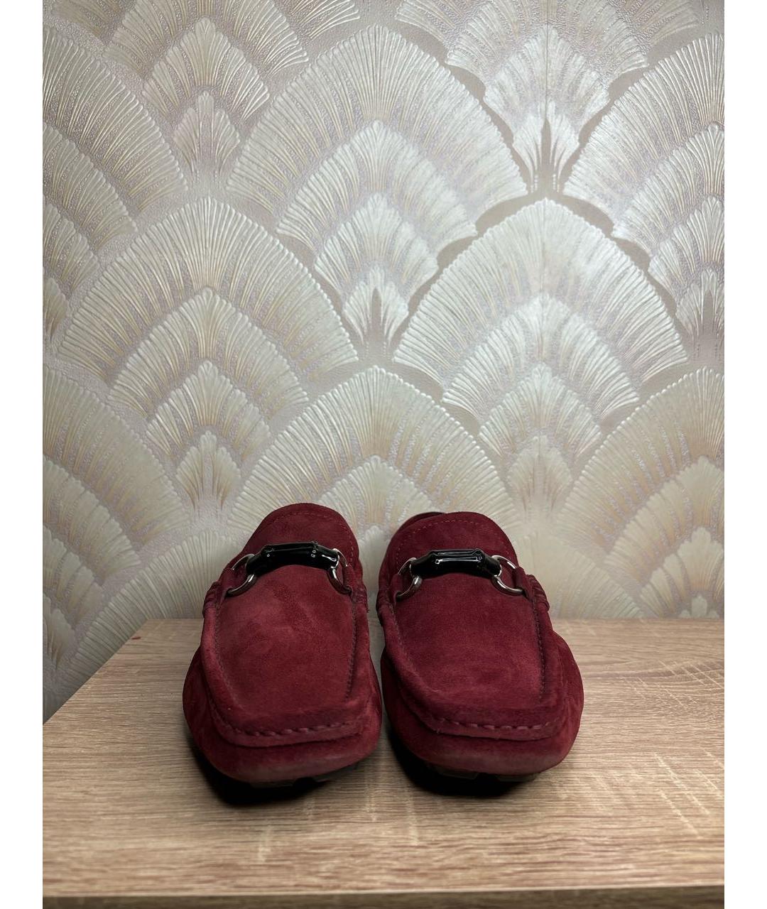 GUCCI Бордовые замшевые мокасины, фото 2