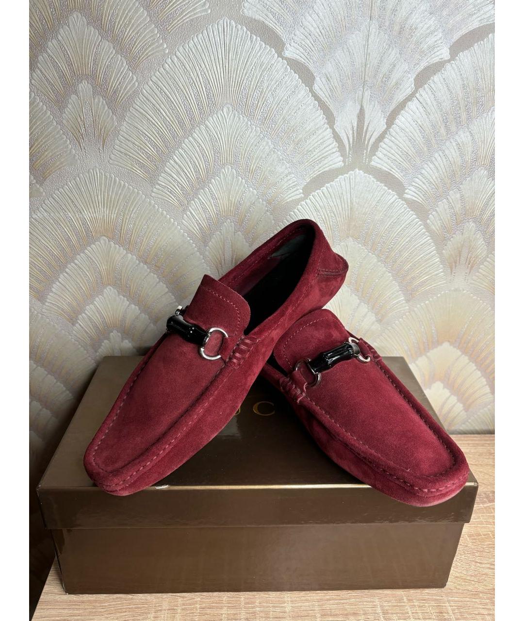 GUCCI Бордовые замшевые мокасины, фото 5