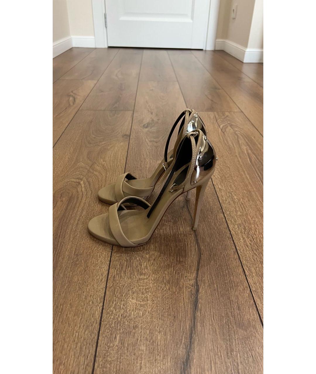 GIUSEPPE ZANOTTI DESIGN Бежевые кожаные босоножки, фото 6