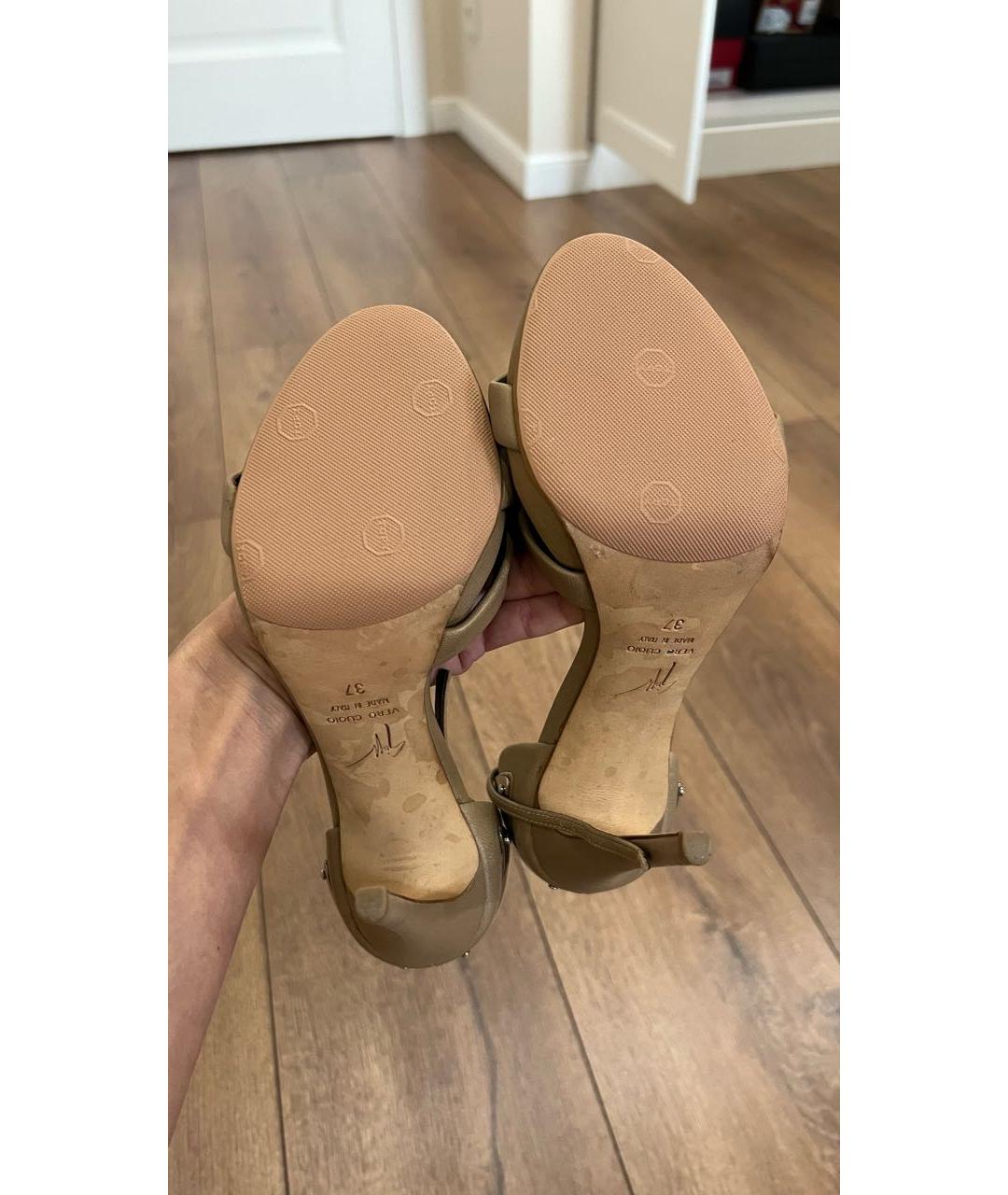 GIUSEPPE ZANOTTI DESIGN Бежевые кожаные босоножки, фото 5