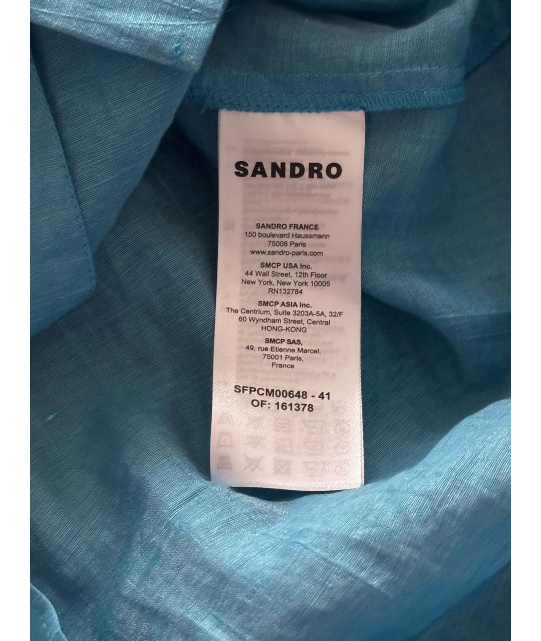 SANDRO Голубая льняная рубашка, фото 4