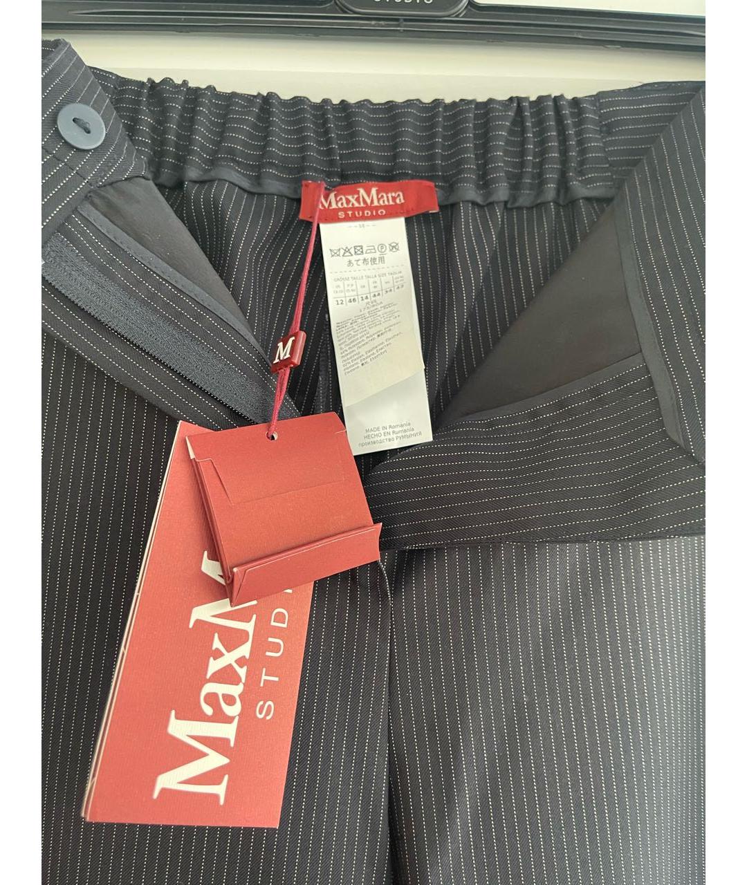 MAX MARA STUDIO Темно-синий шерстяной костюм с брюками, фото 6