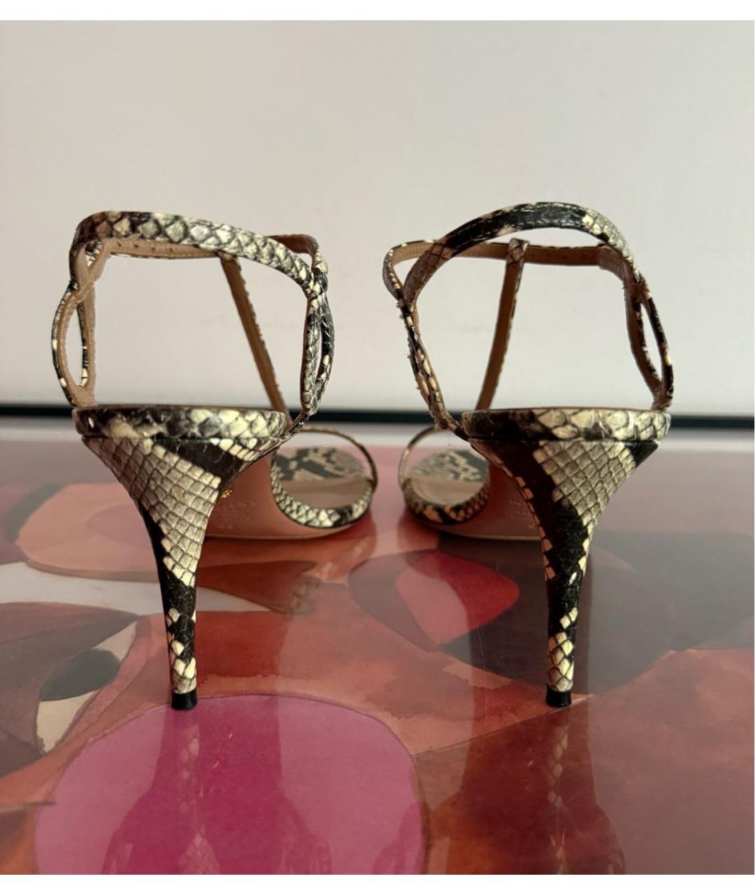 AQUAZZURA Бежевые кожаные босоножки, фото 4