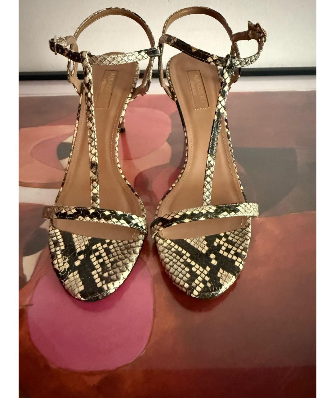 AQUAZZURA Бежевые кожаные босоножки, фото 2