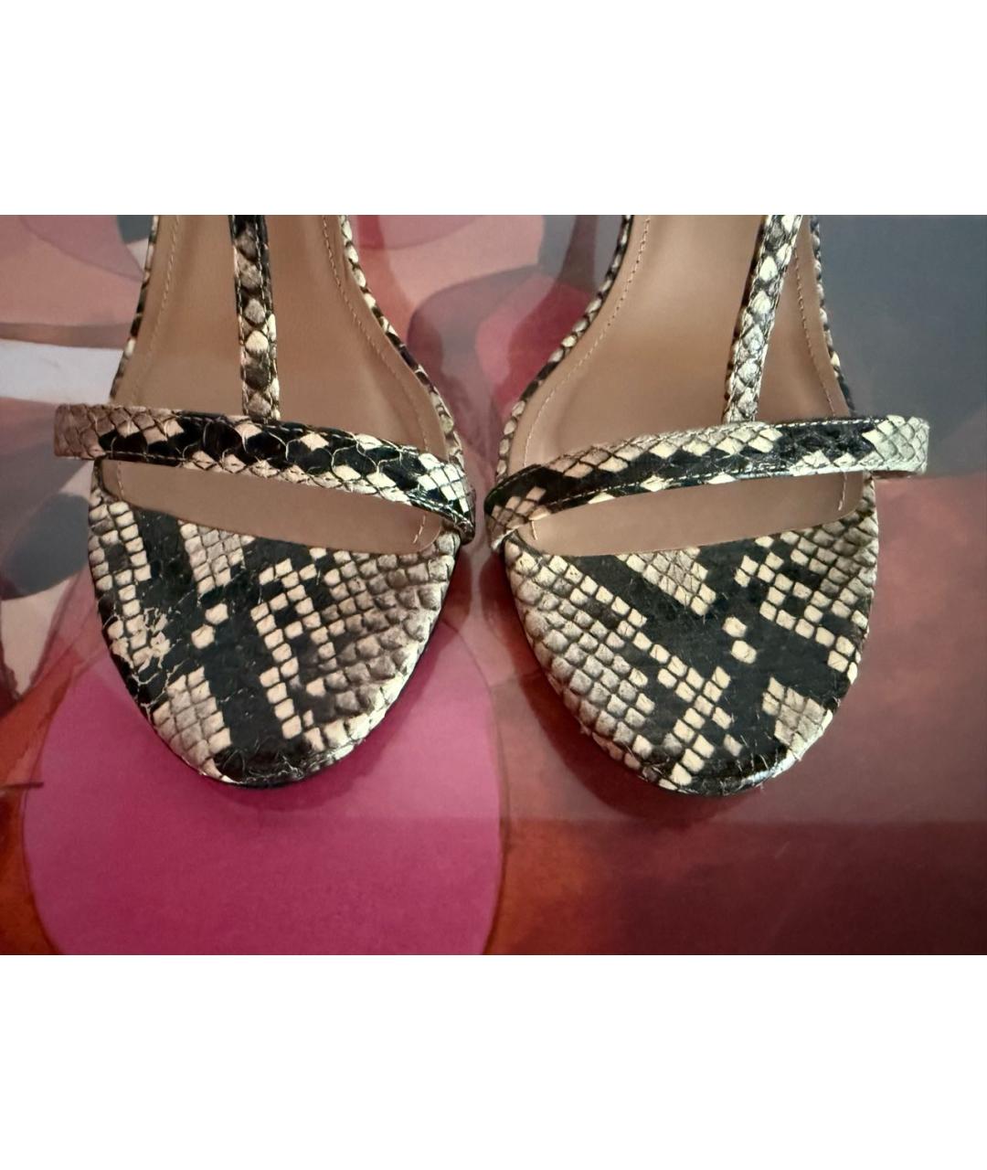AQUAZZURA Бежевые кожаные босоножки, фото 5
