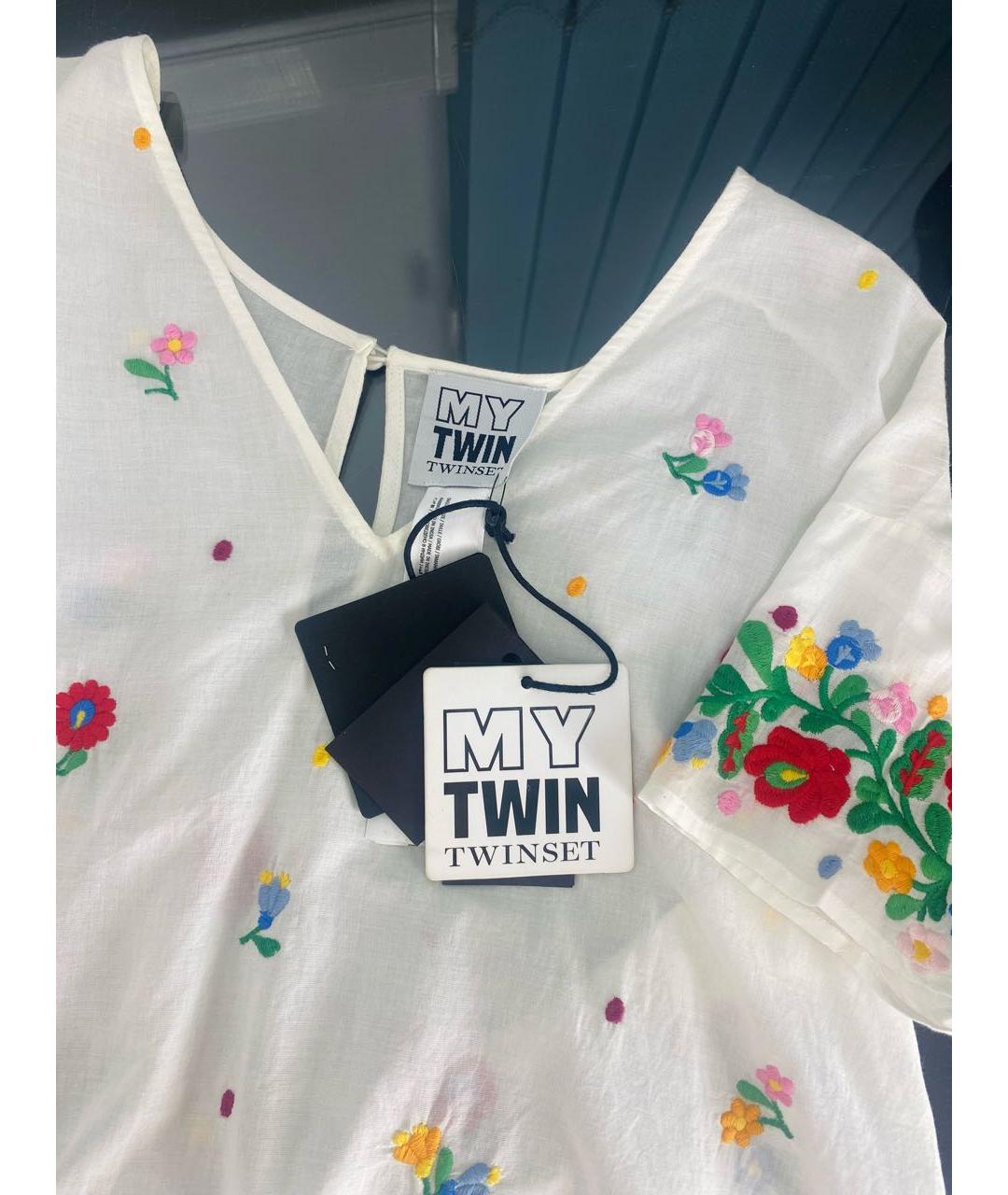 TWIN-SET Белая хлопковая блузы, фото 3