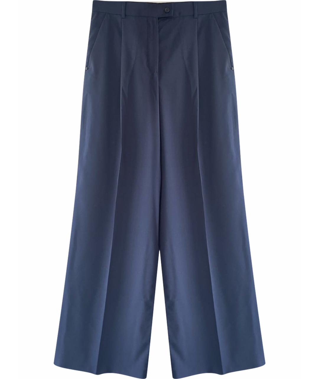 SPORTMAX Синие шерстяные брюки широкие, фото 1