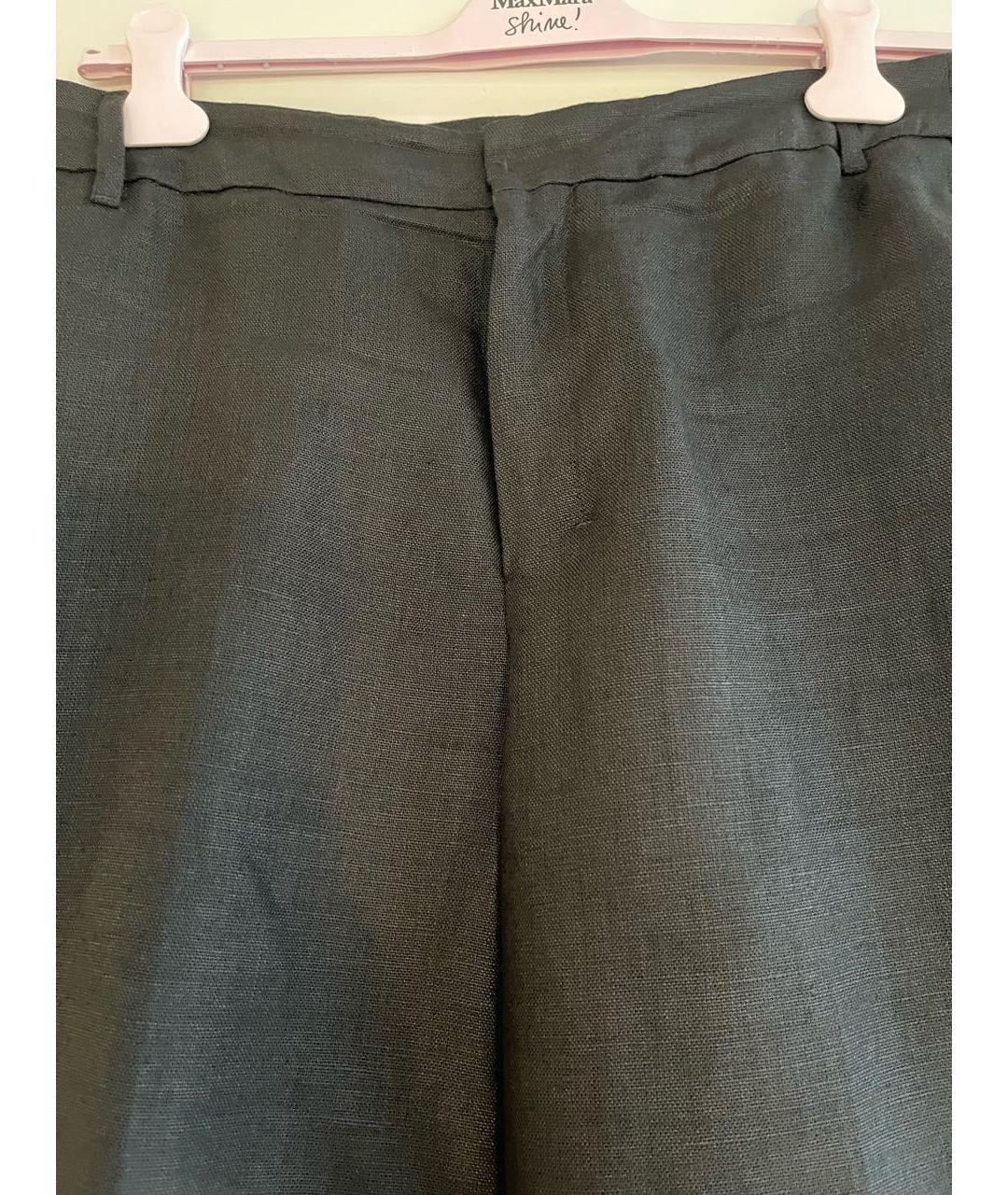 'S MAX MARA Черные льняные прямые брюки, фото 3