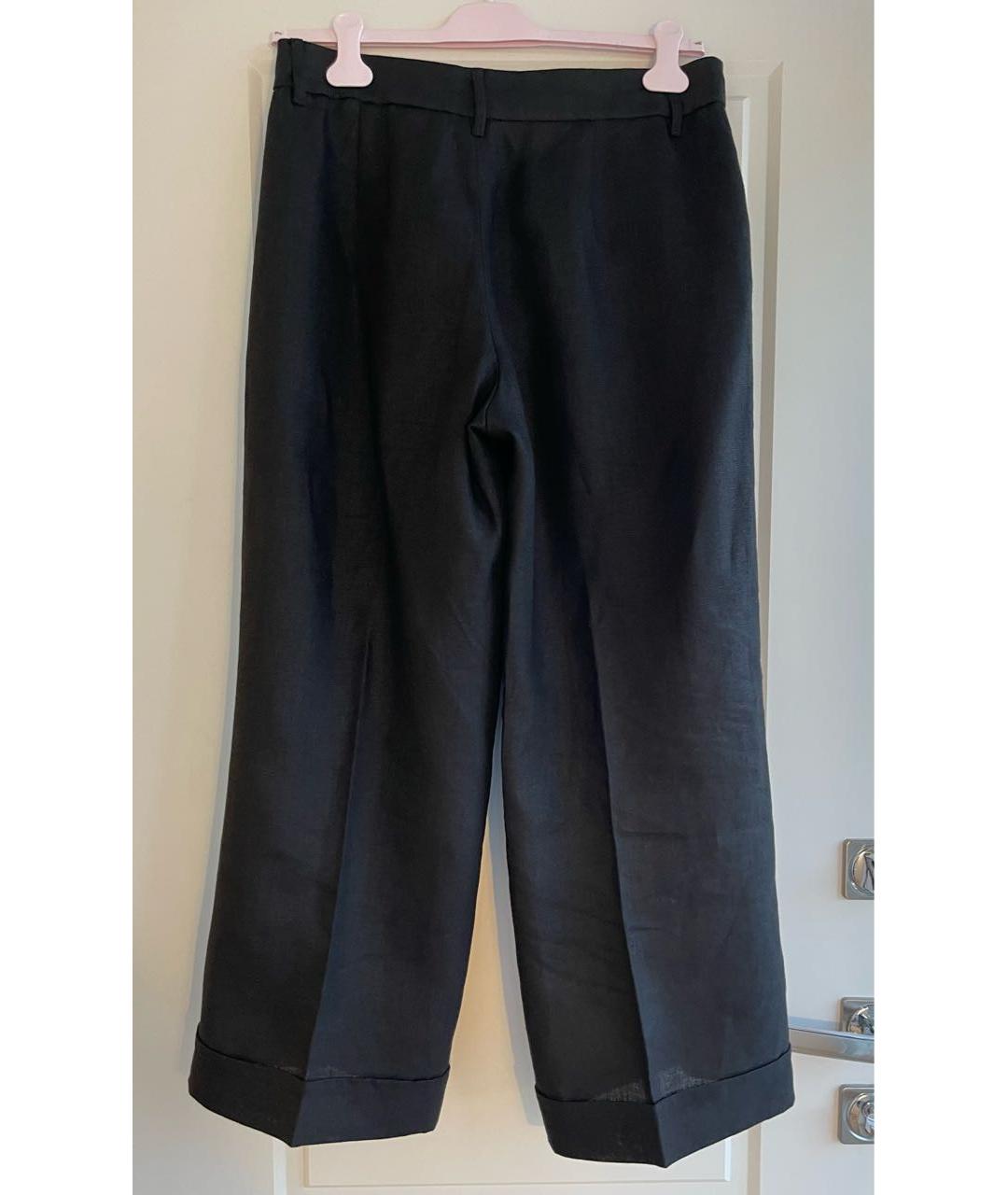 'S MAX MARA Черные льняные прямые брюки, фото 2