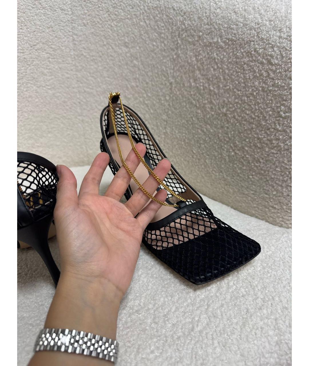BOTTEGA VENETA Черные текстильные босоножки, фото 6