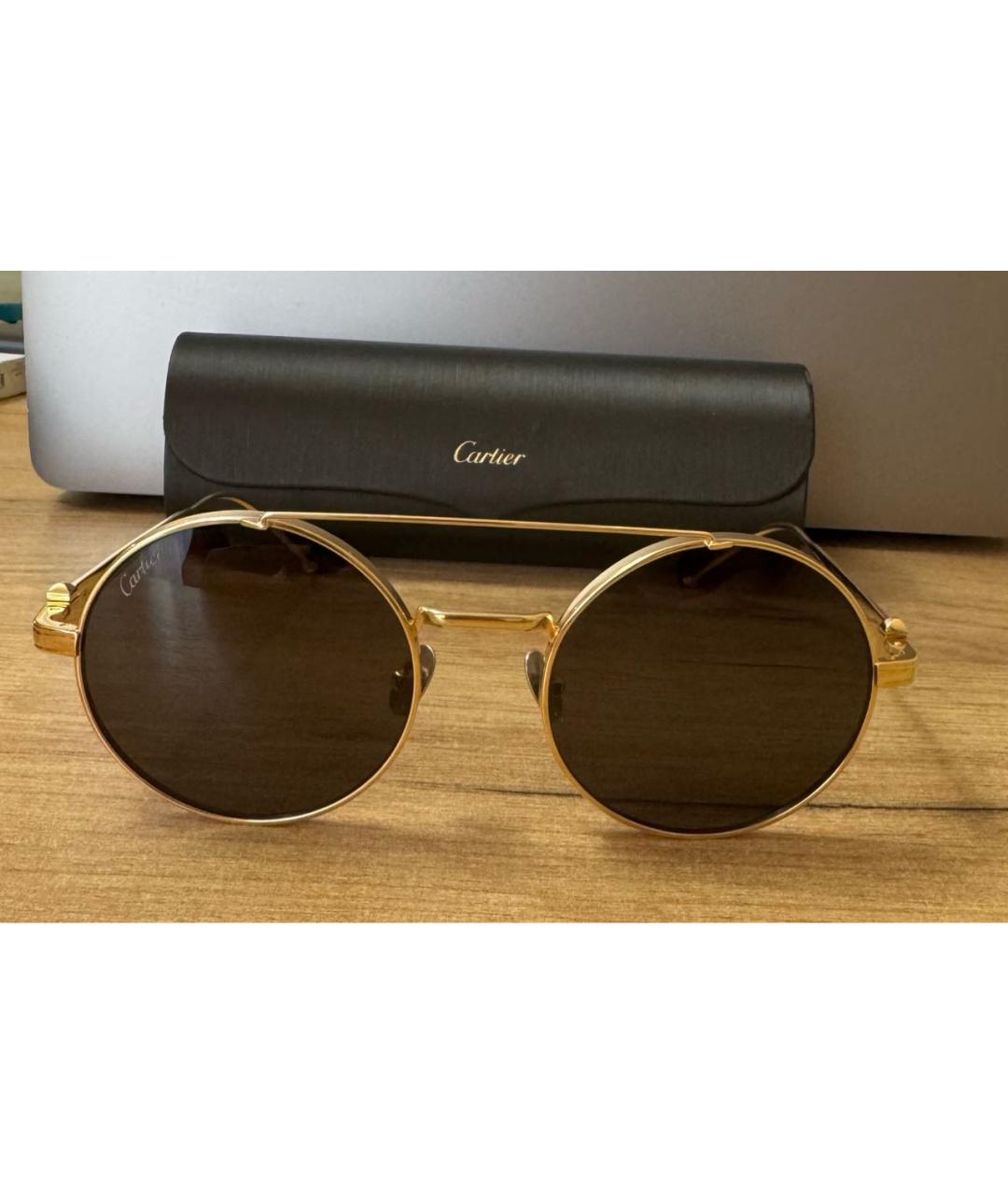 CARTIER Золотые металлические солнцезащитные очки, фото 4