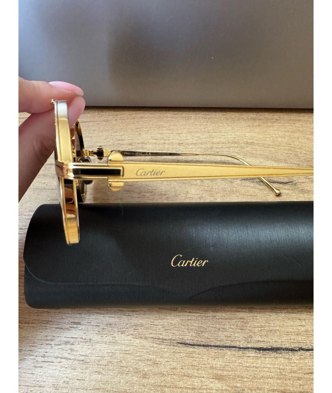 CARTIER Золотые металлические солнцезащитные очки, фото 2