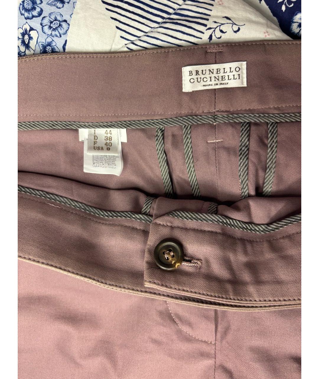 BRUNELLO CUCINELLI Фиолетовые хлопковые брюки узкие, фото 3