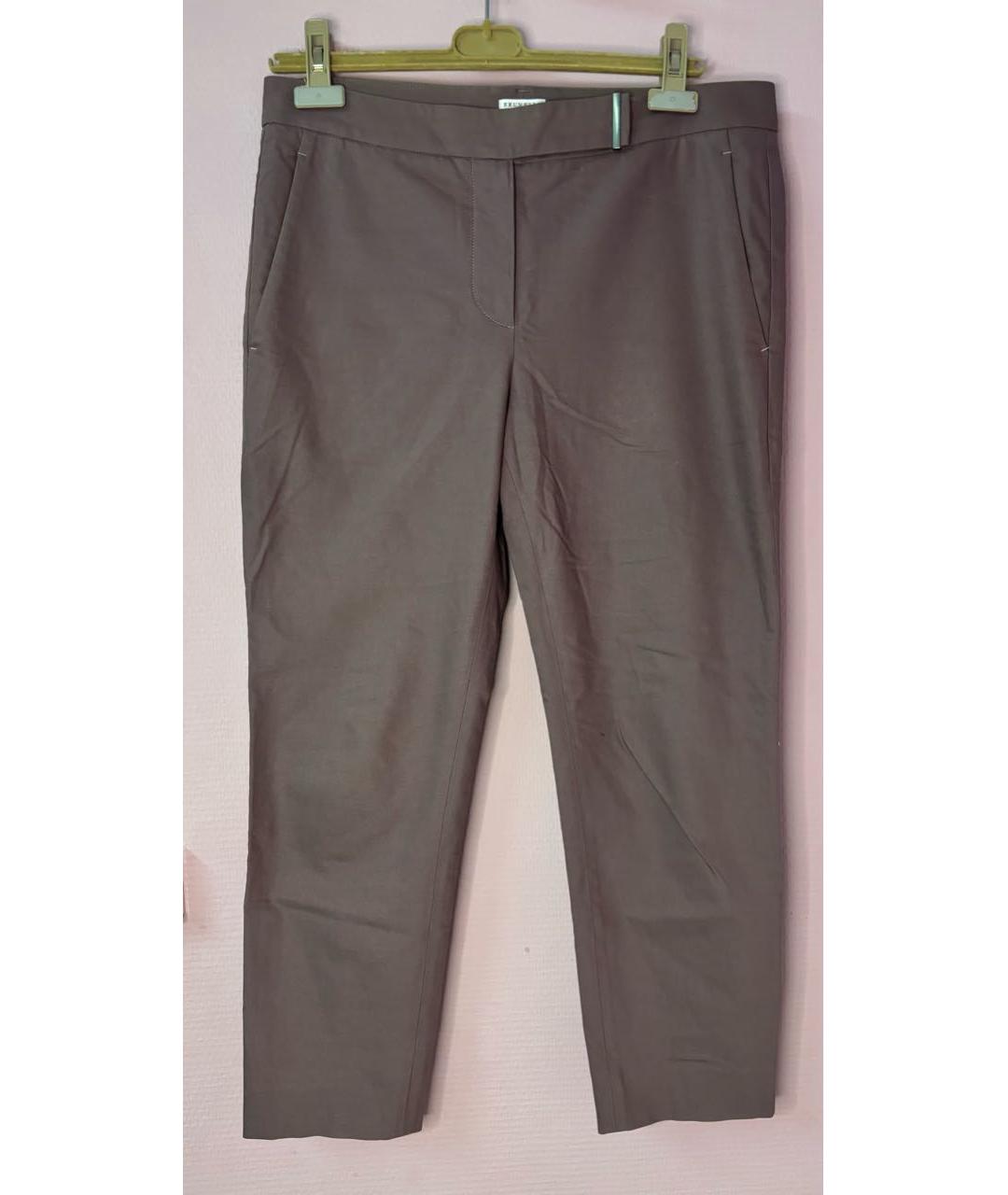 BRUNELLO CUCINELLI Фиолетовые хлопковые брюки узкие, фото 8