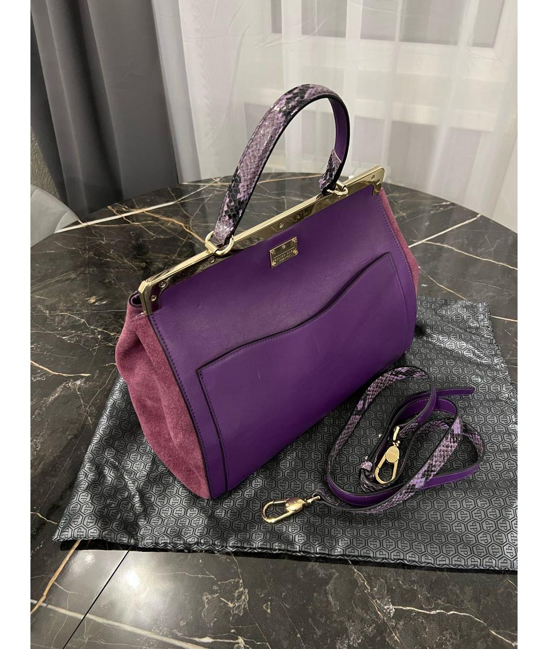 PHILIPP PLEIN Фиолетовая кожаная сумка тоут, фото 3