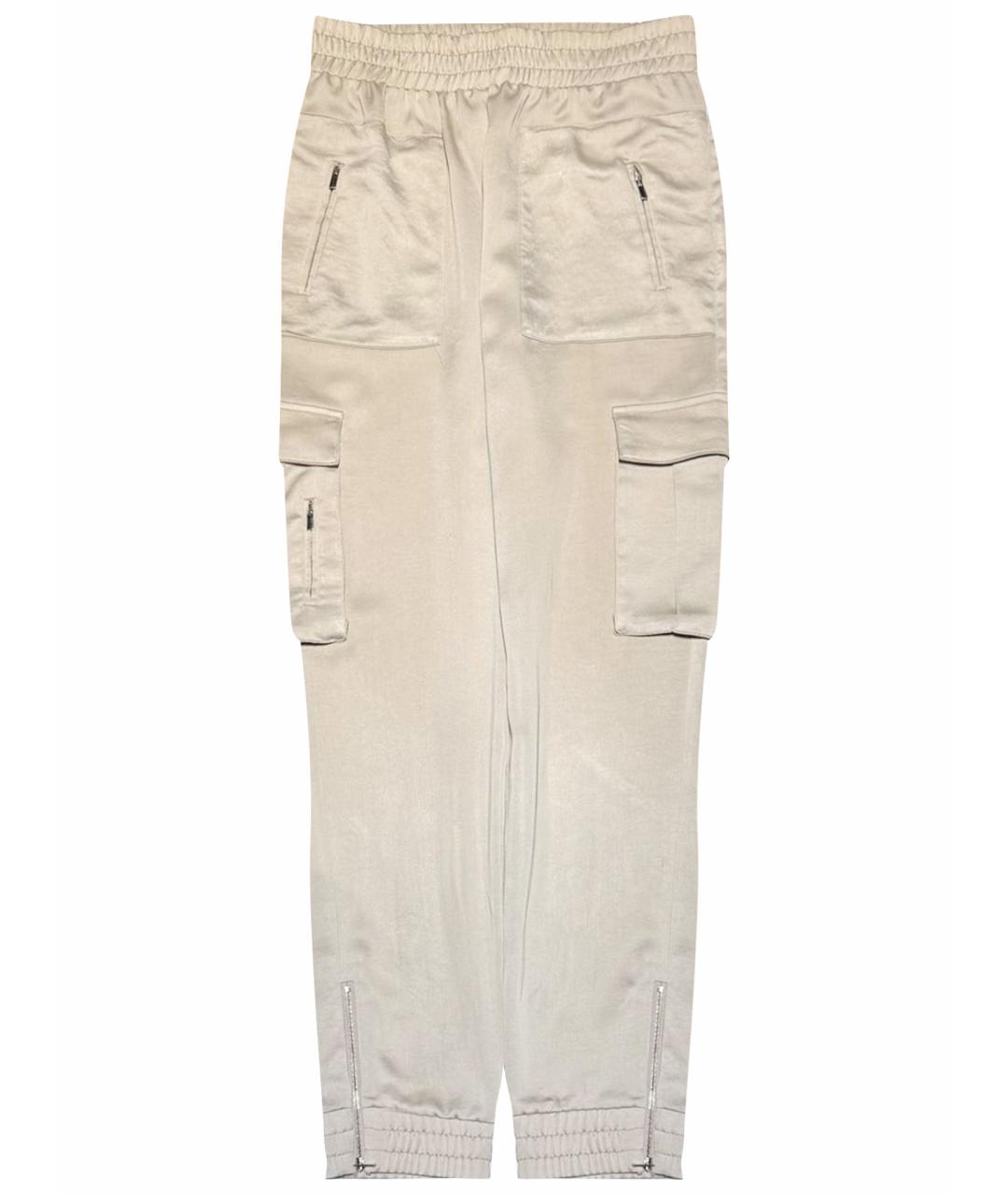 BLUMARINE Бежевые шелковые прямые брюки, фото 1