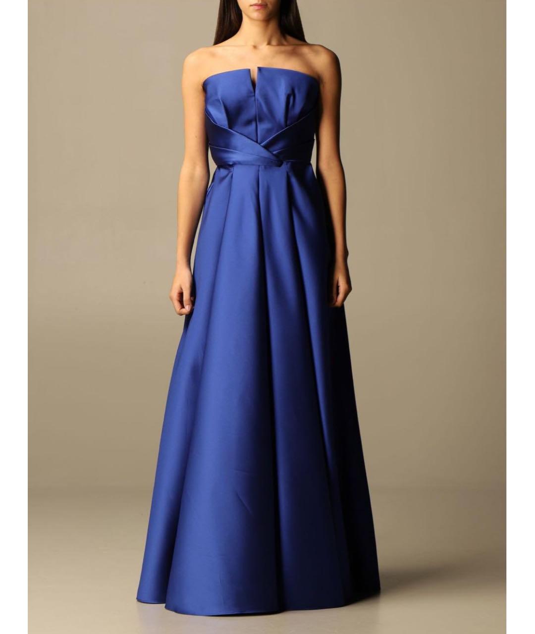 ALBERTA FERRETTI Темно-синее полиэстеровое вечернее платье, фото 9