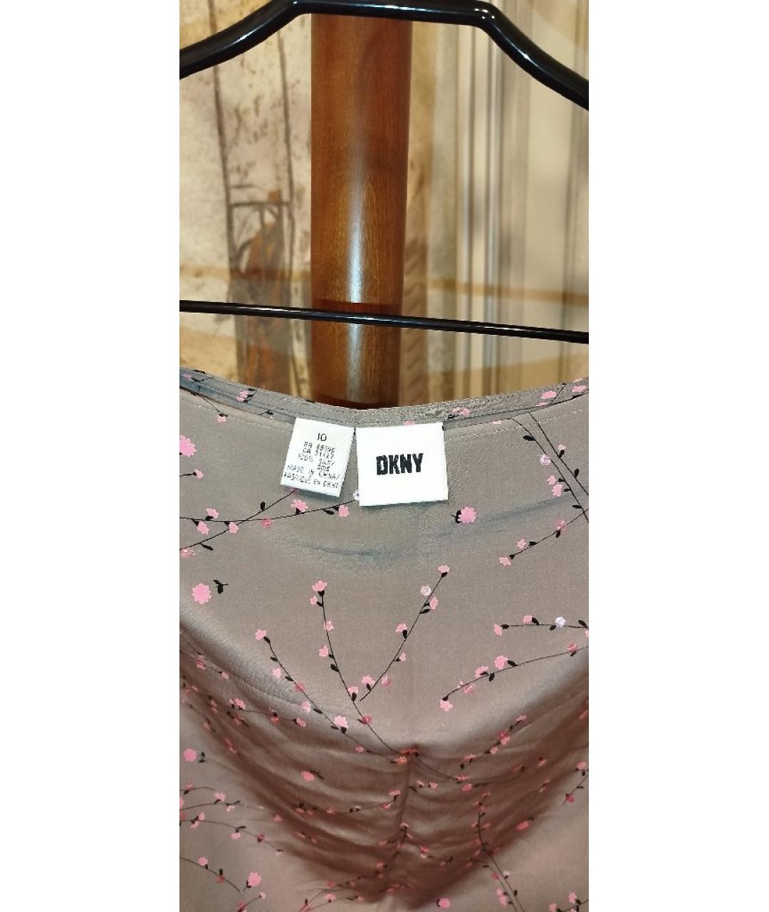 DKNY Коричневая шелковая юбка мини, фото 3
