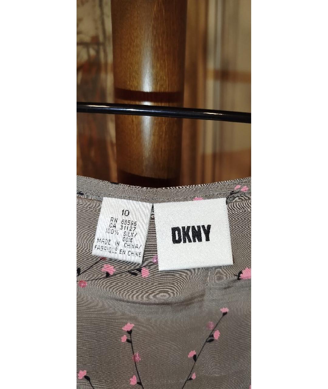 DKNY Коричневая шелковая юбка мини, фото 5