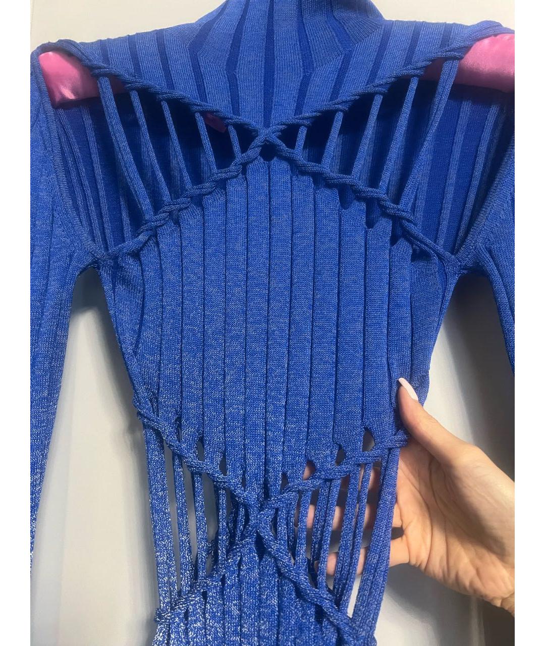 DION LEE Синее полиэстеровое повседневное платье, фото 6