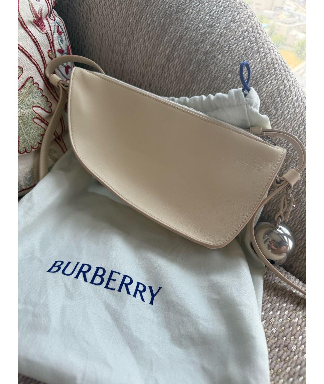 BURBERRY Бежевая кожаная сумка через плечо, фото 2