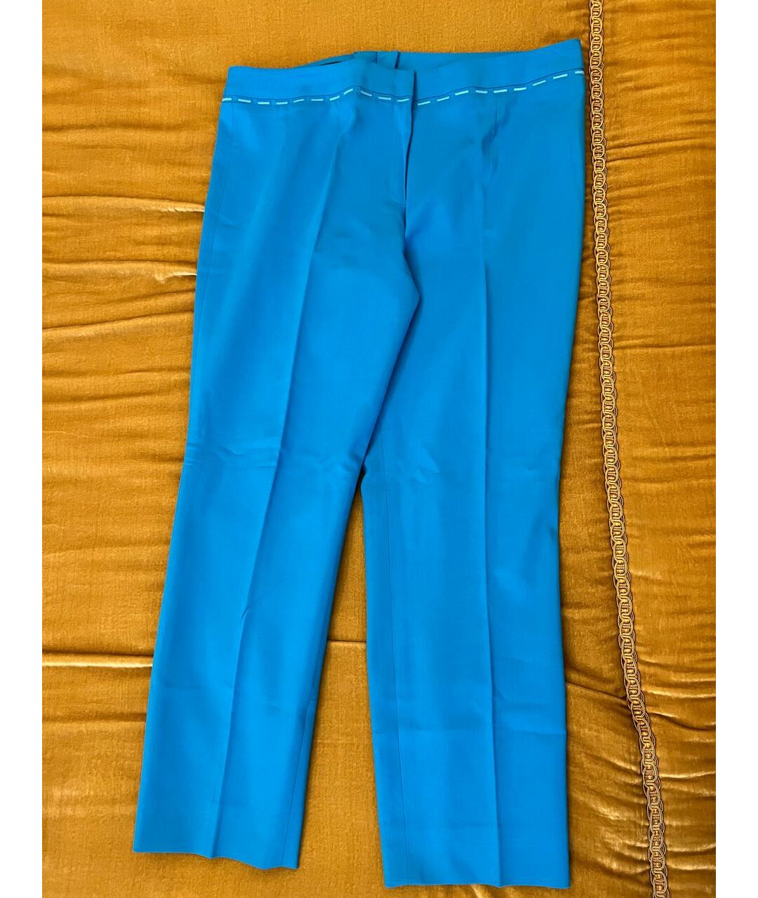 ESCADA Бирюзовые хлопко-эластановые прямые брюки, фото 5